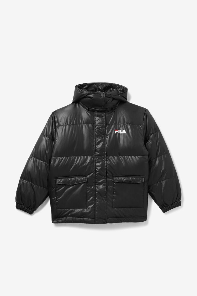 Fila Remie Puffer Jacket Black - Womens - 87215BGOU